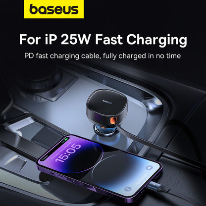 Baseus 60W Enjoyment Pro Car Charger U+Retractable C & Lightning Cable