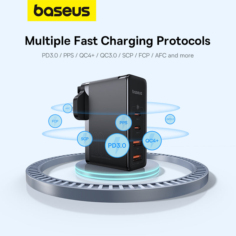 Baseus GaN5 Pro 100W Fast Charger 2C+2U UK Pin – 6M