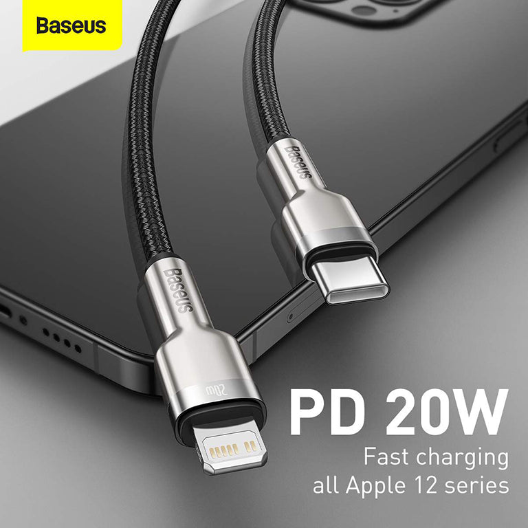 Baseus Cafule Series 1M Metal Data Cable Type-C to iP PD 20W Black