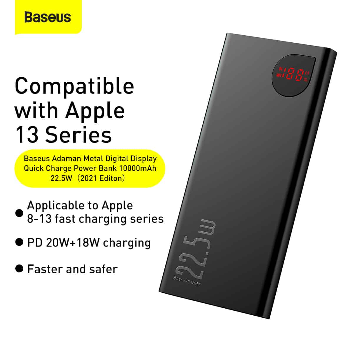 Baseus 10000mAh 22.5W Adaman Metal Digital Display Quick Charge Power Bank