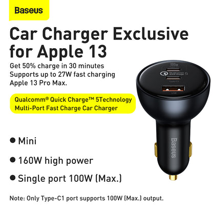 Baseus 160W Qualcomm® Quick Charge™ 5 Technology Car Charger 2C+U