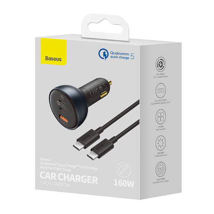 Baseus 160W Qualcomm® Quick Charge™ 5 Technology Car Charger 2C+U